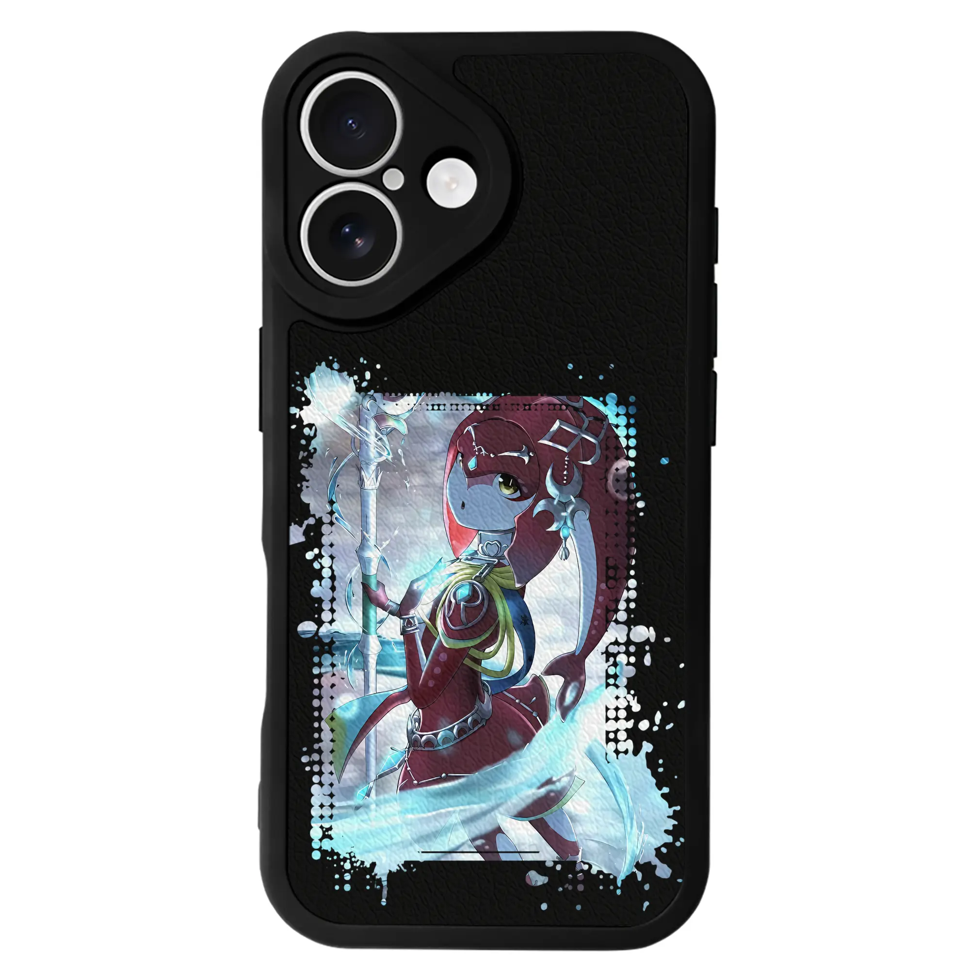 ゼルダの伝説 グッズ,Mipha - IPhone 16シリーズ対応 ・ シリコンスマホケース ・ レザー調 ・ 高精度フィット ・ 耐衝撃 ・ ワイヤレス充電対応 ・ 精密カット